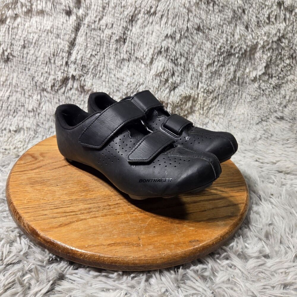 Trek Bontrager Solstice Cycling Bike Shoes Men Sz 9/42 Black Stick On Strap Road
